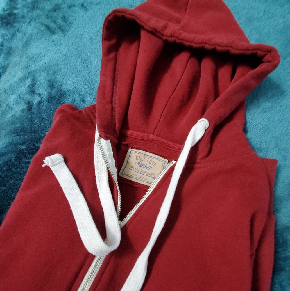 Maroon Red Zip-Up Hoodie - Pacific Merchants Heritage
